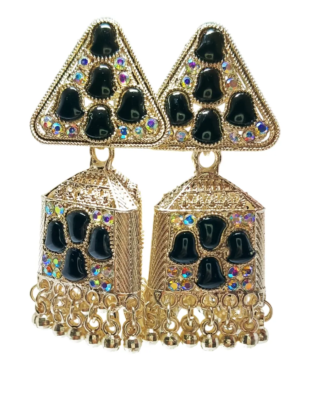 Traditional  Meenakari & Crystal Studded Chandelier Drop Earrings